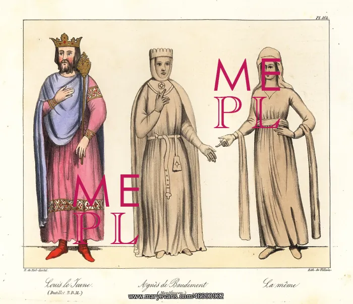 : Louis the Young and two figures of Agnes of Baudement : Louis the Young and two figures of Agnes of Baudement