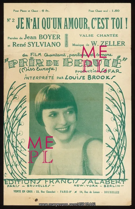 : LOUISE BROOKS / SONG SHEET : LOUISE BROOKS / SONG SHEET