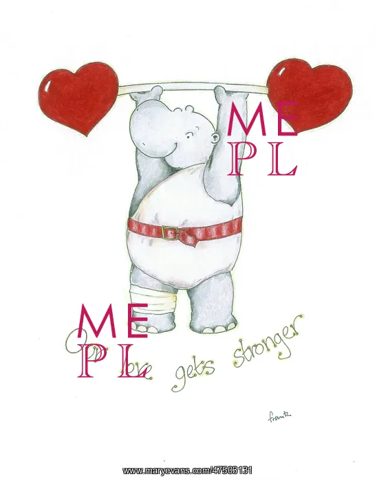 : Our love gets stronger with weightlifter hippo : Our love gets stronger with weightlifter hippo