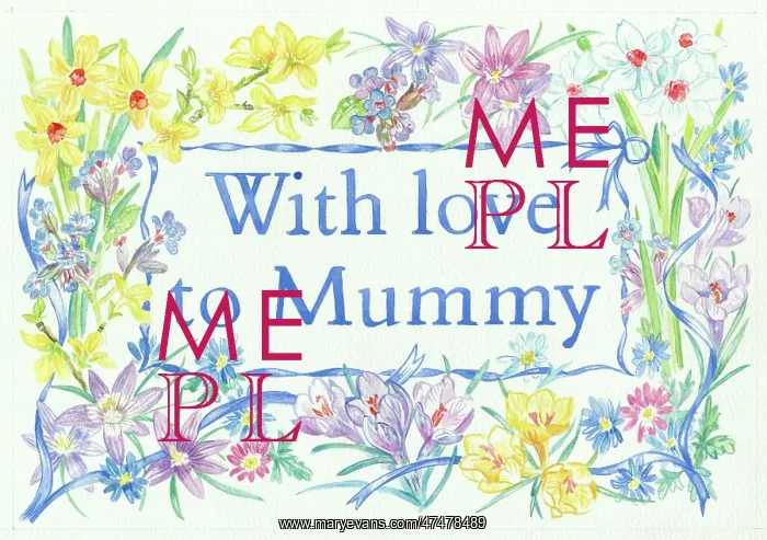  : With Love to Mummy - in a border of spring flowers