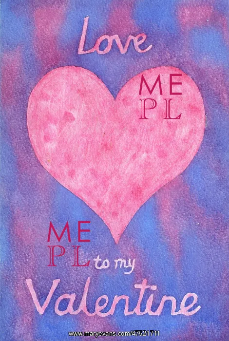 : Love to my Valentine with pink heart : Love to my Valentine with pink heart