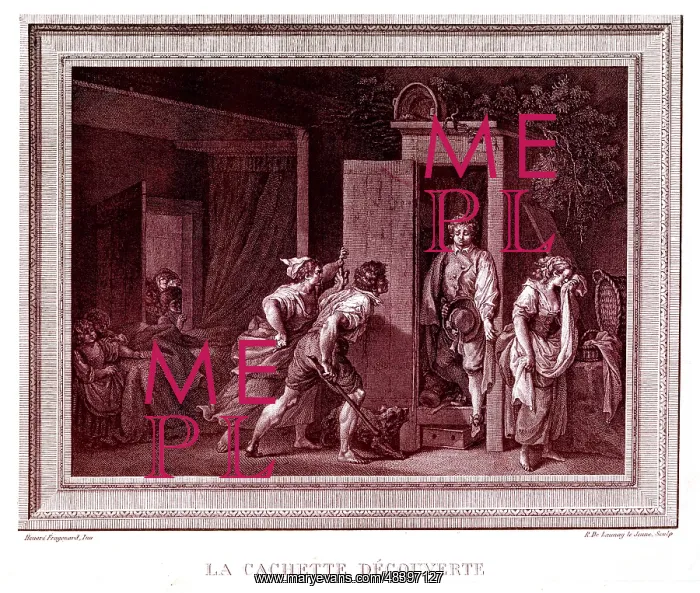 : The Lover's Discovered Hiding Place by Honore Fragonard : The Lover's Discovered Hiding Place by Honore Fragonard
