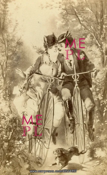 : Lovers on Penny Farthing Bicycles : Lovers on Penny Farthing Bicycles