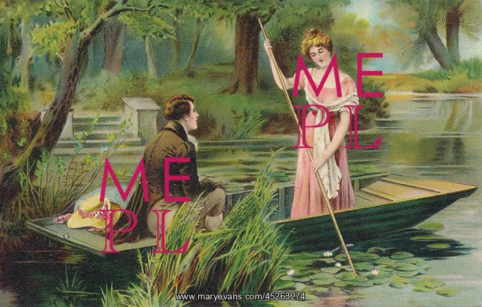 : Loving couple in a punt : Loving couple in a punt