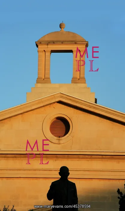 : Malta. Low angle view of the facade of the Garrison Chapel : Malta. Low angle view of the facade of the Garrison Chapel