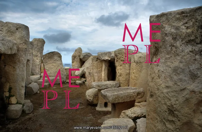 : Malta. Low angle view of the Main Temple of Hagar Qim : Malta. Low angle view of the Main Temple of Hagar Qim