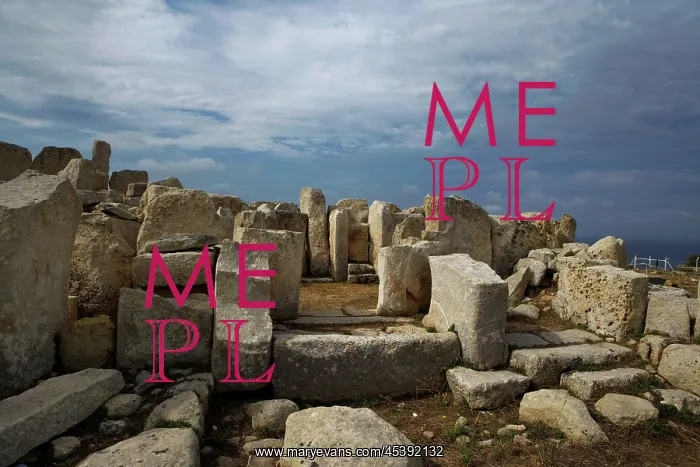 : Malta. Low angle view of the Main Temple of Hagar Qim : Malta. Low angle view of the Main Temple of Hagar Qim