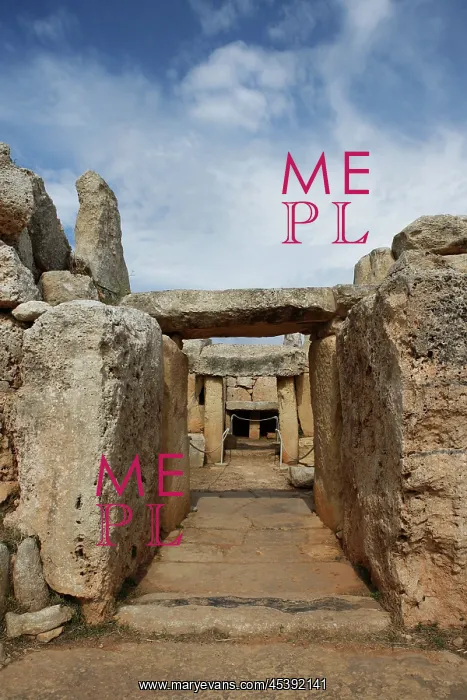 : Malta. Low angle view of a passageway in the Mnajdra Temple complex : Malta. Low angle view of a passageway in the Mnajdra Temple complex