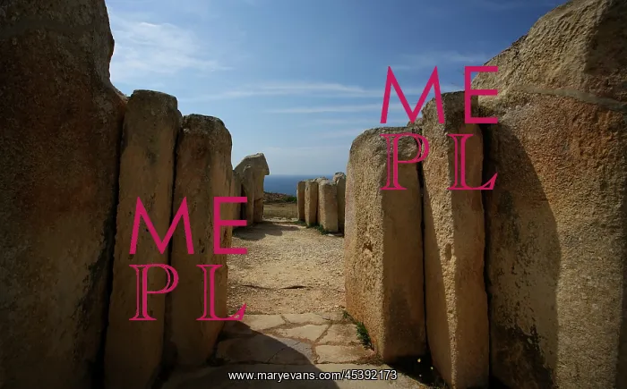 : Malta. Low angle view of a passageway in the Mnajdra Temple complex : Malta. Low angle view of a passageway in the Mnajdra Temple complex