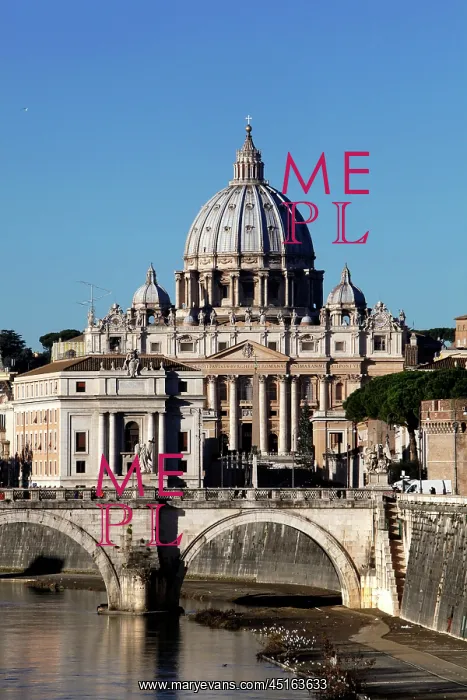 : Rome. Low angle view of St Peter's Cathedral, Vatican City, seen : Rome. Low angle view of St Peter's Cathedral, Vatican City, seen
