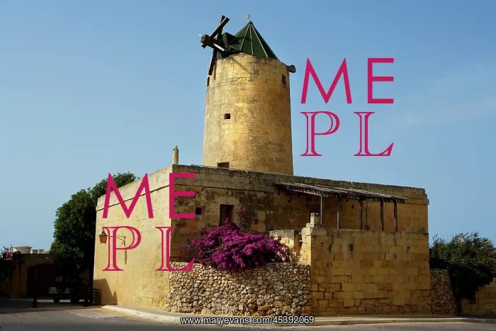 : Malta. Low angle view of Ta Kola Windmill, 1725 : Malta. Low angle view of Ta Kola Windmill, 1725