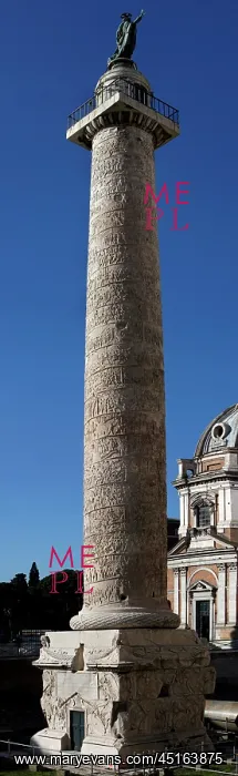 : Rome. Low angle view of Trajan's Column, Rome : Rome. Low angle view of Trajan's Column, Rome