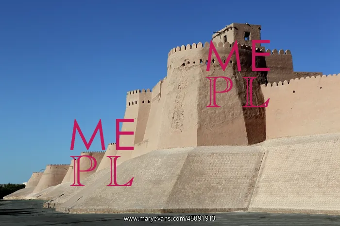 : Khiva. Low angle view of walls of the old city : Khiva. Low angle view of walls of the old city