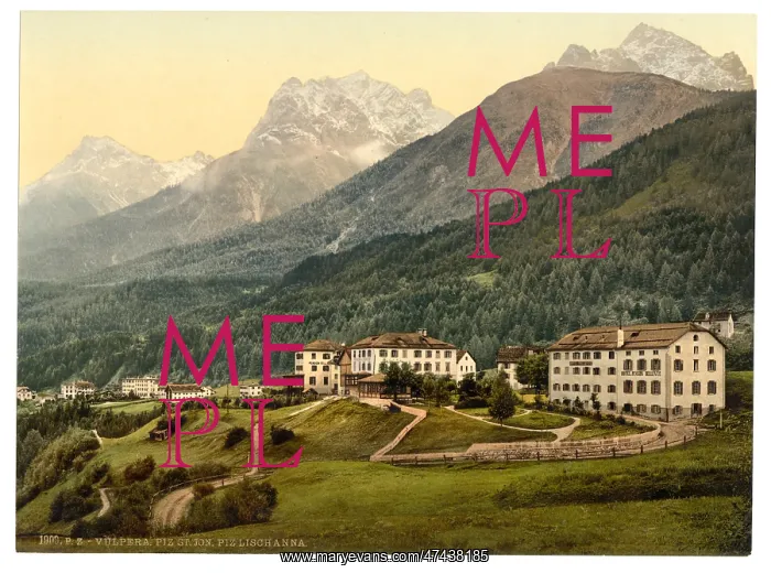 : Lower Engadine, Vulpera with Mountains, Grisons, Switzerland : Lower Engadine, Vulpera with Mountains, Grisons, Switzerland
