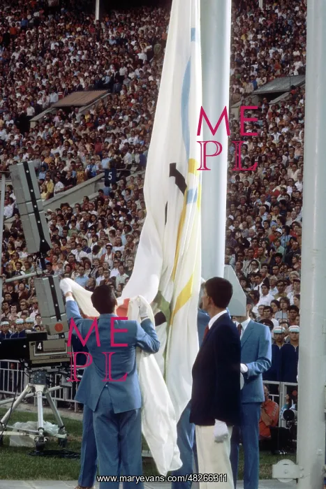 : Lowering of Olympic Flag, 1980 : Lowering of Olympic Flag, 1980