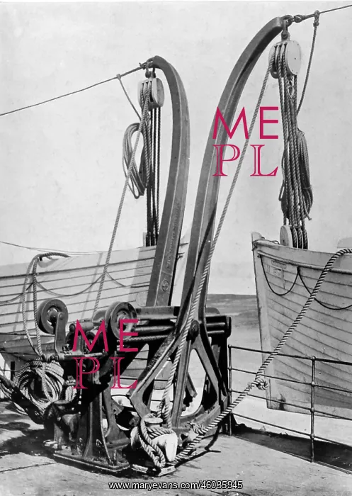 : Lowering the Titanic life boats : Lowering the Titanic life boats