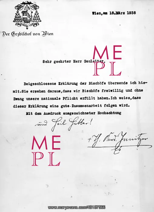  : Loyalty address of the Austrian bishops for the annexation o