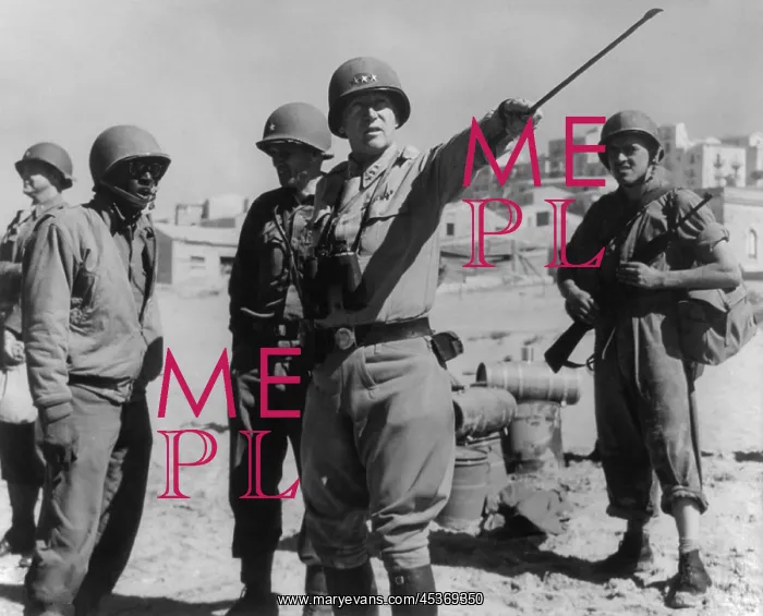: Lt. General George Patton leading invasion troops : Lt. General George Patton leading invasion troops