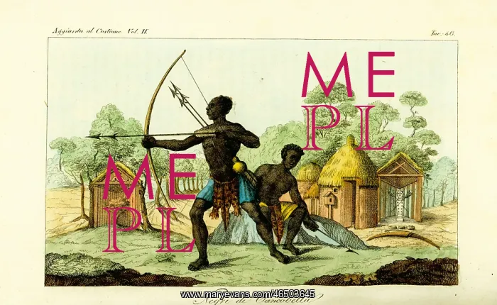 : Two Luanda men of Cancobella, Angola, with bows and arrows : Two Luanda men of Cancobella, Angola, with bows and arrows