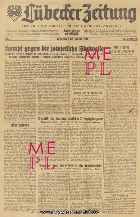 : Lubecker Zeitung front page Battle against Soviet tidal wave : Lubecker Zeitung front page Battle against Soviet tidal wave