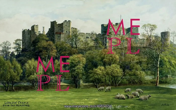 : Ludlow Castle, Ludlow, Shropshire, viewed from the meadows : Ludlow Castle, Ludlow, Shropshire, viewed from the meadows