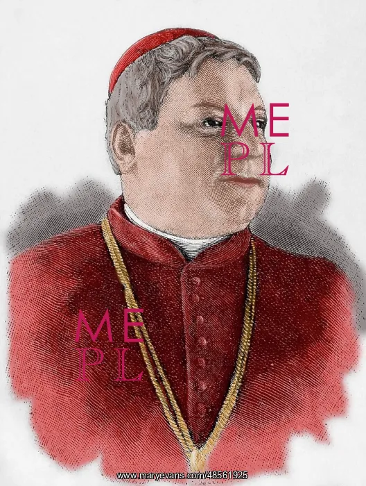 : Luigi Jacobini (1832-1887). Engraving. Colored : Luigi Jacobini (1832-1887). Engraving. Colored