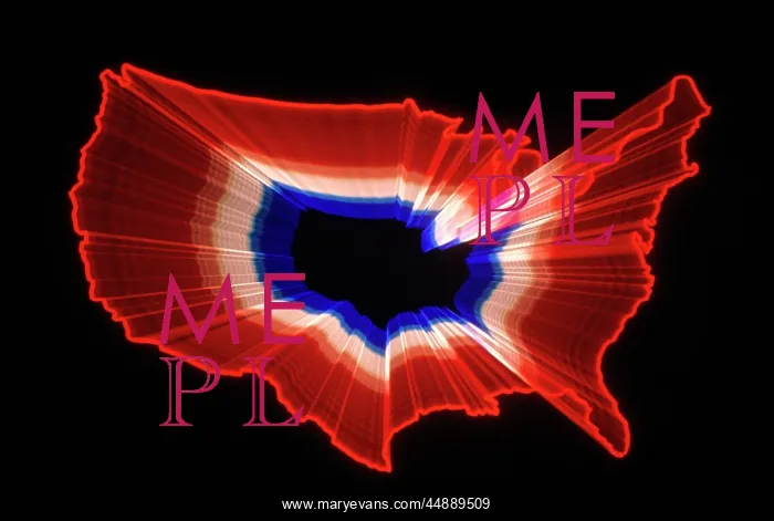  : Luminous U.S. Map / Red White &