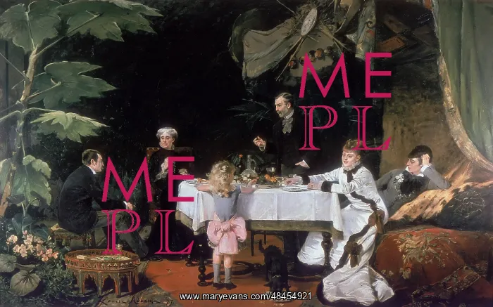 : Luncheon in the Conservatory (1877) Three generations : Luncheon in the Conservatory (1877) Three generations