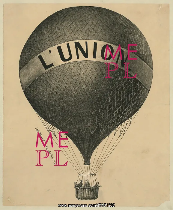 : L'Union. Print shows the balloon L'Union flying with four men on board. Date 18 - : L'Union. Print shows the balloon L'Union flying with four men on board. Date 18 -
