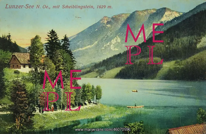 : Lunzer See with Scheiblingstein. 1914 Photochrom : Lunzer See with Scheiblingstein. 1914 Photochrom