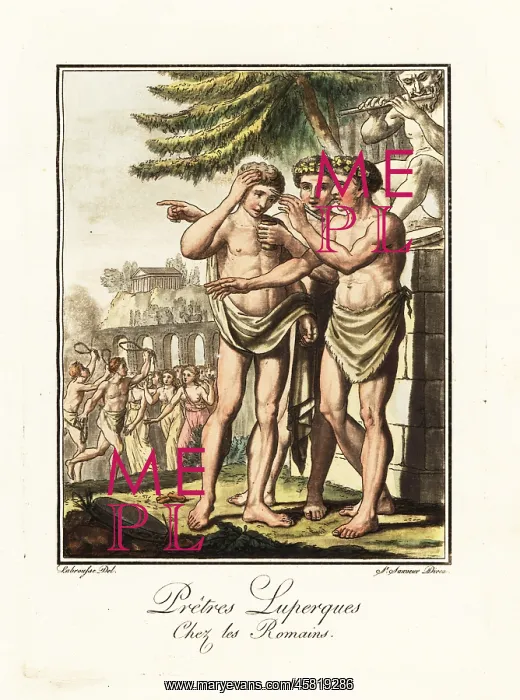 : Three Luperci, priests of the Lupercalia, ancient Rome : Three Luperci, priests of the Lupercalia, ancient Rome
