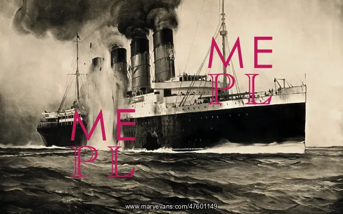 : Lusitania Hit by Torpedo, 1915 : Lusitania Hit by Torpedo, 1915