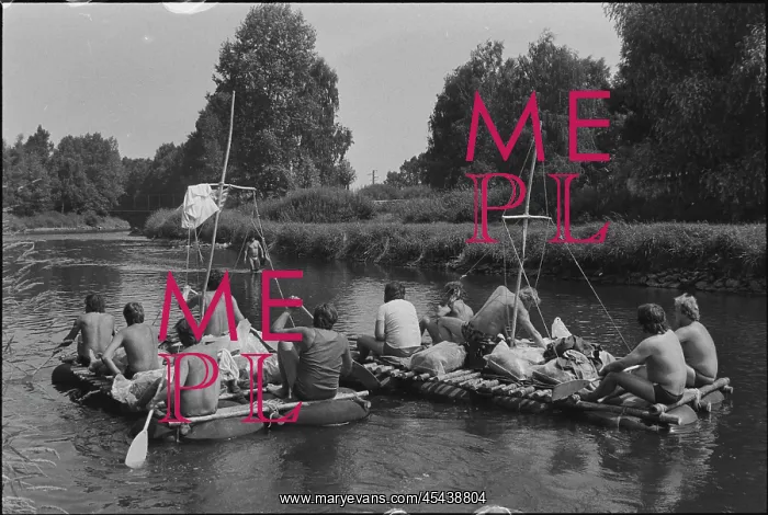 : Luznice River, paddlers, raft : Luznice River, paddlers, raft