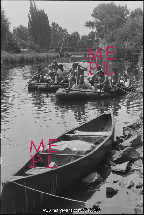 : Luznice River, paddlers, raft, canoe : Luznice River, paddlers, raft, canoe
