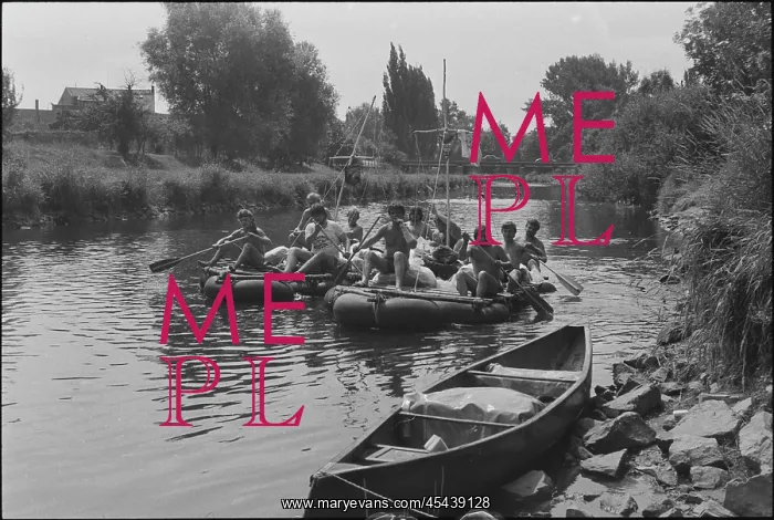 : Luznice River, paddlers, raft, canoe : Luznice River, paddlers, raft, canoe