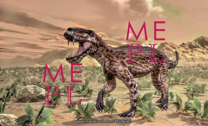 : Lycaenops dinosaur roaring in the desert : Lycaenops dinosaur roaring in the desert