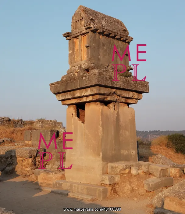 : Lycian pillar tomb, Xanthos, Turkey : Lycian pillar tomb, Xanthos, Turkey