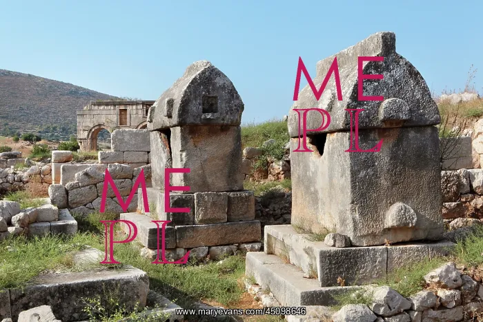 : Lycian Tombs, Tepecik Necropolis, Patara, Antalya, Turkey : Lycian Tombs, Tepecik Necropolis, Patara, Antalya, Turkey