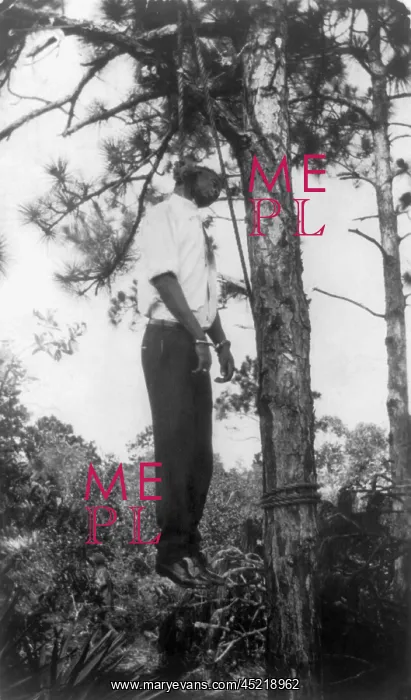 : Lynched African American man hanging from ? : Lynched African American man hanging from ?