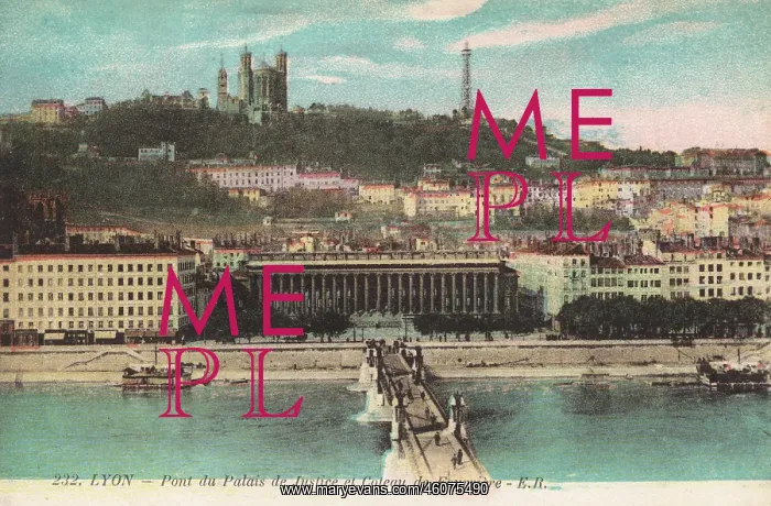 : Lyon, The Palace of Justice Bridge and Fourviere Hill : Lyon, The Palace of Justice Bridge and Fourviere Hill