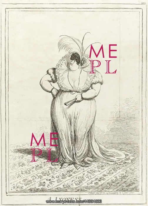  : A Lyoness. Rotund lady holding a fan