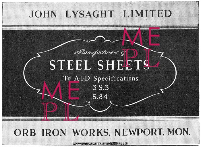  : Lysaght Constructional Steelwork. Steel Sheets 3S3 S.84