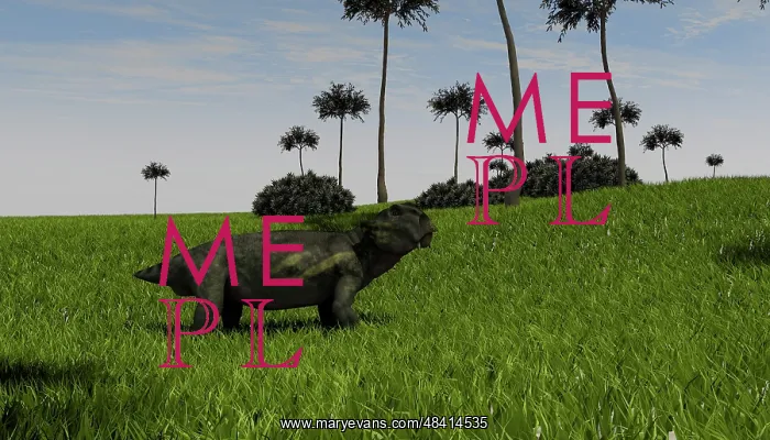 : Lystrosaurus in a grassy field : Lystrosaurus in a grassy field