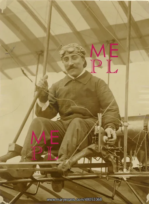 : M Christiaens on his Farman Biplane : M Christiaens on his Farman Biplane