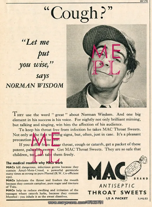 : Mac throat sweets advert with Norman Wisdom : Mac throat sweets advert with Norman Wisdom