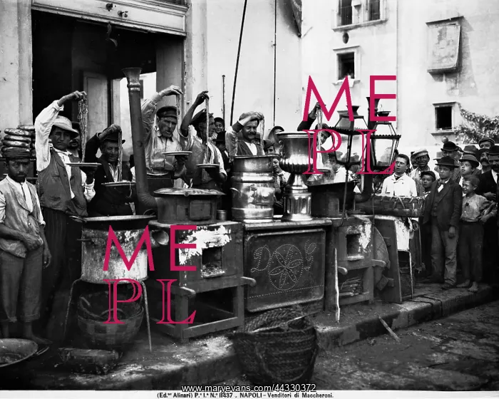  : Italy. Macaroni-sellers in Naples