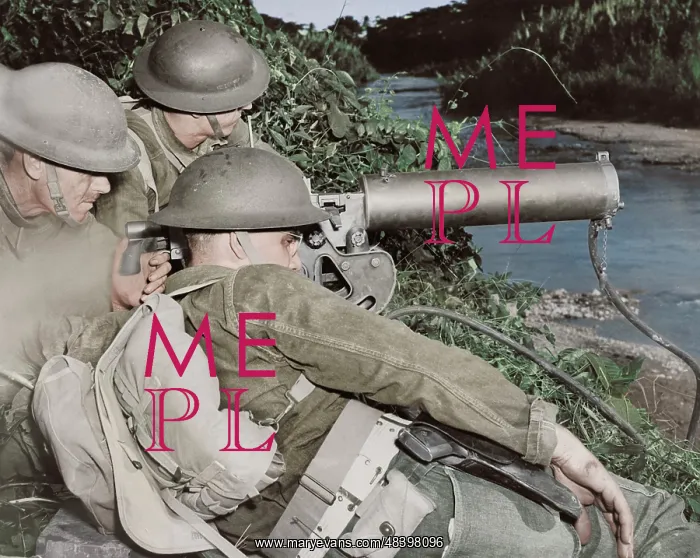 : A machine gun crew of American troops in the : A machine gun crew of American troops in the