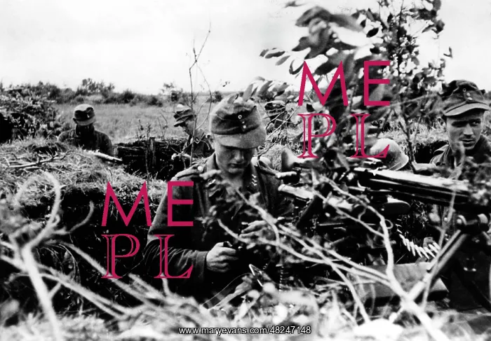: Machine gun position of a Luftwaffe field division on the : Machine gun position of a Luftwaffe field division on the