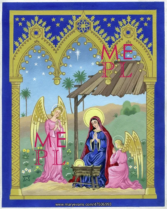 : Madonna Adoring with two Angels : Madonna Adoring with two Angels