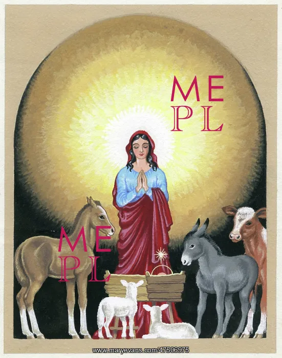 : Madonna adoring, with animals round crib : Madonna adoring, with animals round crib